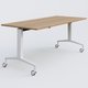 Module droit de la gamme LEM 180-80 cm. Plateau Noyer et pietement Blanc.