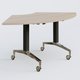 Module 1/4 de couronne de la gamme LEM 120-120 cm. Plateau Acacia et pietement Noir/Chrome.