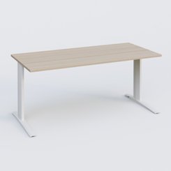 Gamme K1 - Plans droits - K1 Plateau droit 160x80 pieds fixe. Plateau Acacia et pietement Blanc