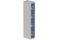 Vestiaire multicases 1 colonne L,30cm 4 cases (fermeture cadenas) H,180xL,30xP,50cm coffre gris clair/portes bleu
