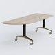 Module d'angle à 90° intégré coté gauche de la gamme LEM 200-110 cm. Plateau Acacia et pietement Noir/Chrome.
