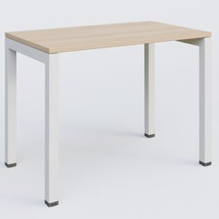 Gamme K3 - Plans droits - K3 Plateau droit 100x60 pieds fixe. Plateau Hêtre et pietement Blanc.