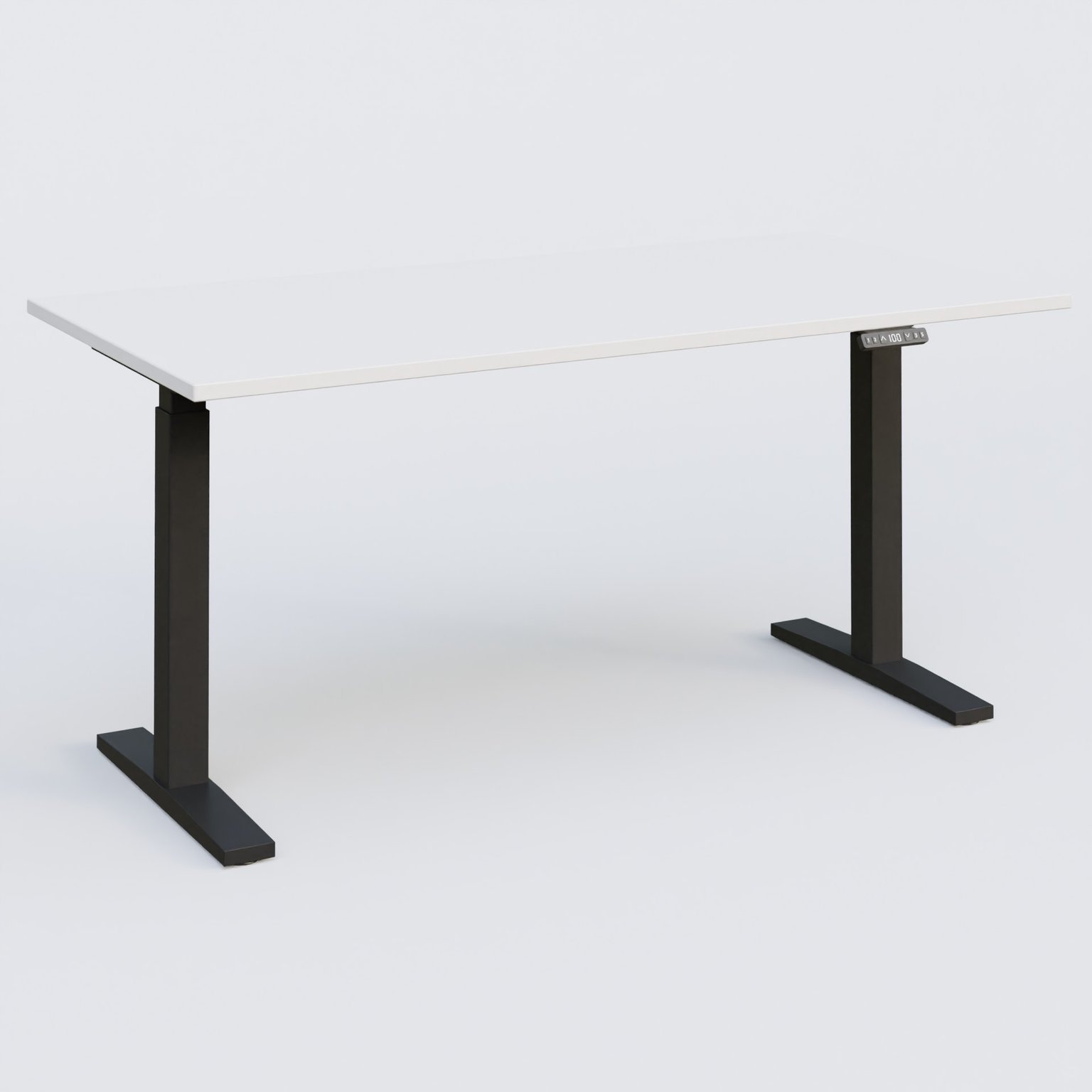 Poste solo 160*80 réglable en hauteur éléctriquement de 70-120 cm gamme KPro2. Plateau Blanc et pietement Noir.