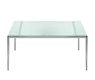 QUORUM table basse 120x60cm, structure chromée, plateau verre satiné