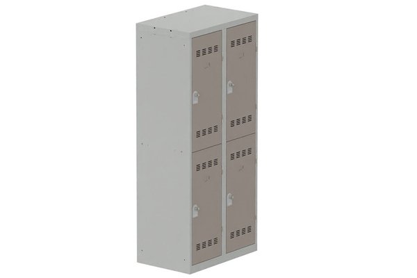 [Pas de famille] - [Pas de sous famille] - Vestiaire multicases 2 colonnes L,40cm 2 cases (fermeture cadenas) H,180xL,80xP,50cm coffre gris clair/portes basalte