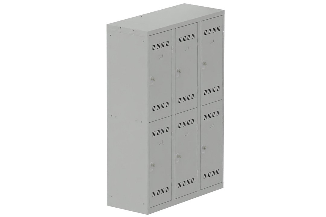 Vestiaire multicases 3 colonnes L,40cm 2 cases (fermeture cadenas) H,180xL,120xP,50cm coffre gris clair/portes gris clair
