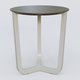 Table Basse Fashion Styl piètement tryptique en métal et plateau bois. Plateau Chêne Moka et pietement Gris (RAL 7038).