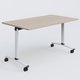 Table abattante gamme Arca 140-80 cm. Plateau Acacia et pietement Blanc.