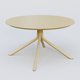 Table Basse Fashon Styl piètement 4 pieds en métal et plateau bois. Plateau Jaune Cuivre (RAL 1002) et pietement Jaune Cuivre (RAL 1002).