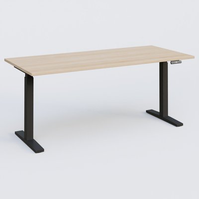 [Pas de famille] - [Pas de sous famille] - Poste solo 180*80 réglable en hauteur éléctriquement de 70-120 cm gamme KPro2. Plateau Hêtre et pietement Noir.