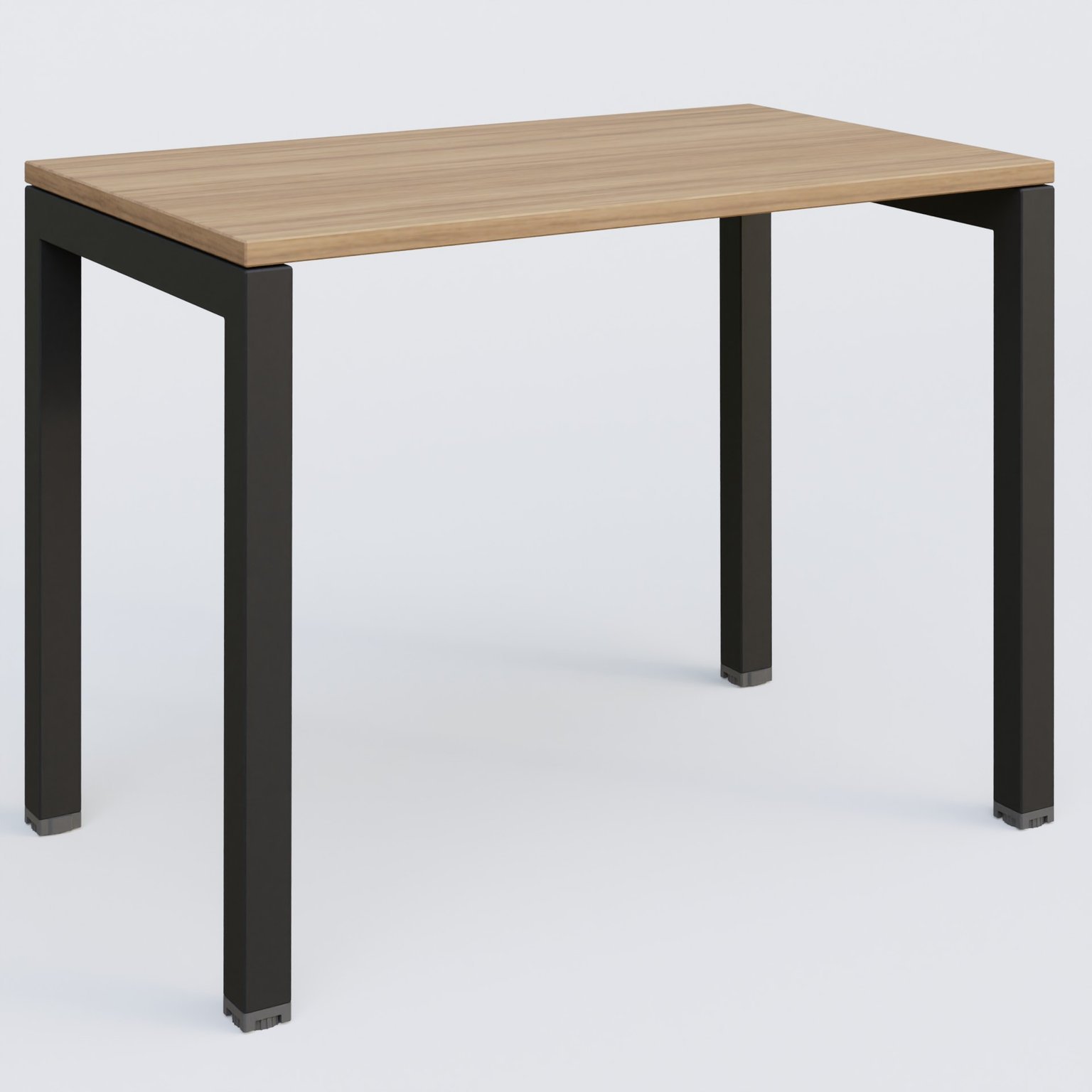 K3 Plateau droit 100x60 pieds fixe. Plateau Noyer et pietement Noir Grainé.