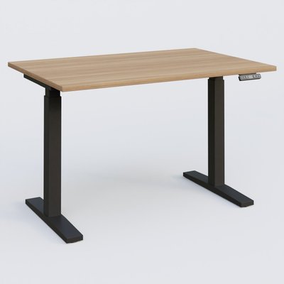 [Pas de famille] - [Pas de sous famille] - Poste solo 120*80 réglable en hauteur éléctriquement de 70-120 cm gamme KPro2. Plateau Noyer et pietement Noir.