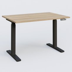 [Pas de famille] - [Pas de sous famille] - Poste solo 120*80 réglable en hauteur éléctriquement de 70-120 cm gamme KPro2. Plateau Chêne naturel et pietement Noir.