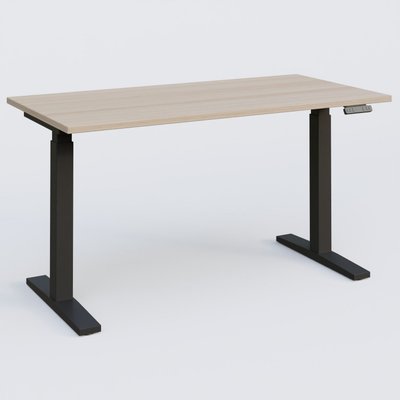 [Pas de famille] - [Pas de sous famille] - Poste solo 140*70 réglable en hauteur éléctriquement de 70-120 cm gamme KPro2. Plateau Acacia et pietement Noir.