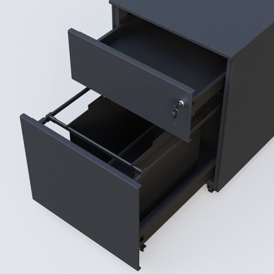 [Pas de famille] - [Pas de sous famille] - Caisson métal sur roulettes 2 tiroirs H57xL42xP54cm/ anthracite