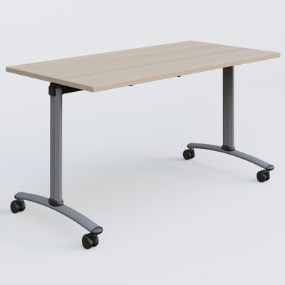 TABLES ABATTANTES - Plateaux 25 mm - Table abattante gamme Arca 140-70 cm. Plateau Acacia et pietement Aluminium.