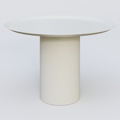[Pas de famille] - [Pas de sous famille] - Table Basse Fashion Styl piètement colonne métalique D-26 cm. Plateau Blanc (RAL 9010) et pietement Blanc (RAL 9010).