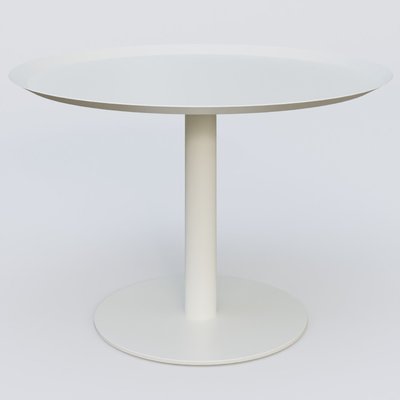 [Pas de famille] - [Pas de sous famille] - Table Basse Fashion Styl piètement colonne métalique. Plateau Blanc (RAL 9010) et pietement Blanc (RAL 9010).