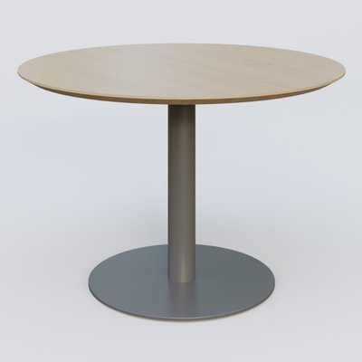 [Pas de famille] - [Pas de sous famille] - Table Basse Fashion Styl piètement colonne en métal et plateau bois. Plateau Chêne et pietement Carbon Grey.