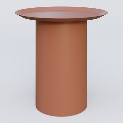 [Pas de famille] - [Pas de sous famille] - Table Basse Fashon Styl piètement colonne métalique D-26 cm. Plateau Brun cuivré (RAL 8004) et pietement Brun cuivré (RAL 8004).