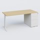 K2 Plateau droit 160x80 avec caisson métalique sous le plateau. Plateau Chêne clair et pietement Blanc