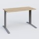 K1 Plateau droit 120x60 pieds fixe. Plateau Chêne naturel et pietement Aluminium