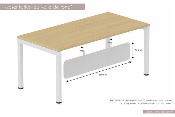 Voile de fond - Métallique - Voile de fond métal L140XH30cm blanc