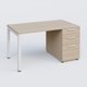 K3 Plateau droit 140x80 avec caisson porteur mélamine. Plateau ,caisson Acacia et pietement Blanc