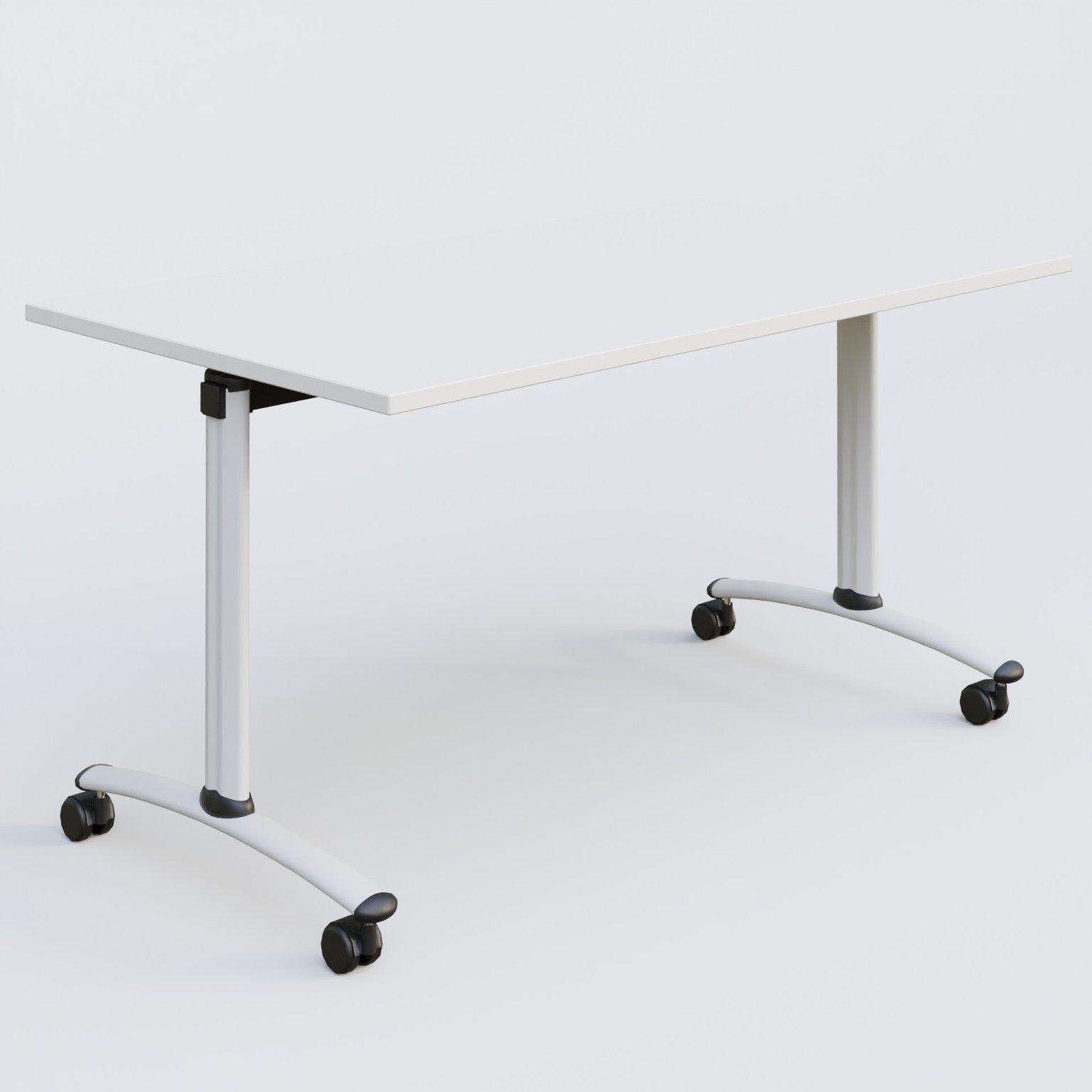 Table abattante gamme Arca 140-80 cm. Plateau Blanc et pietement Blanc.