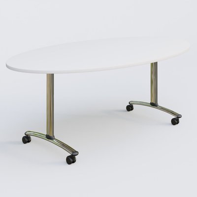 [Pas de famille] - [Pas de sous famille] - Table ovale gamme Arca 200-110 cm. Plateau Blanc et pietement Chrome.