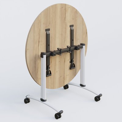 [Pas de famille] - [Pas de sous famille] - Table ronde gamme Arca D110 cm. Plateau Chêne naturel et pietement Blanc.