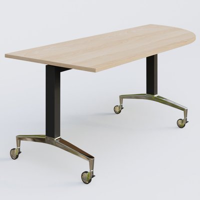 [Pas de famille] - [Pas de sous famille] - Module d'angle à 90° intégré coté droit de la gamme LEM 200-110 cm. Plateau Hêtre et pietement Noir/Chrome.