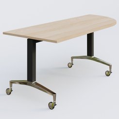 [Pas de famille] - [Pas de sous famille] - Module d'angle à 90° intégré coté droit de la gamme LEM 200-110 cm. Plateau Hêtre et pietement Noir/Chrome.