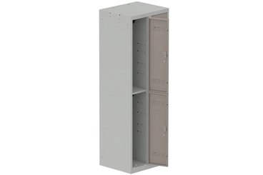 [Pas de famille] - [Pas de sous famille] - Vestiaire multicases 2 colonnes L,30cm 2 cases (fermeture cadenas) H,180xL,60xP,50cm coffre gris clair/portes basalte