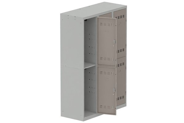 [Pas de famille] - [Pas de sous famille] - Vestiaire multicases 3 colonnes L,40cm 2 cases (fermeture cadenas) H,180xL,120xP,50cm coffre gris clair/portes basalte