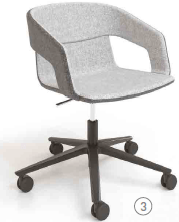 FAUTEUILS/POUFS - Piétement étoile alu poli - MELODY fauteuil piétement étoile finition aluminium laqué noir, coloris DNT