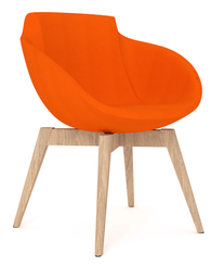 FAUTEUILS/POUFS - 4 pieds - COCO Siège Lounge coque polyuréthane moulé tapissé Step intérieur Orange / extérieur Orange