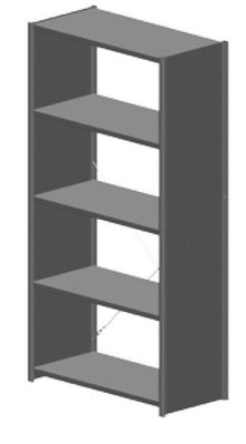 RAYONNAGES POLYVALENTS - Charges légères - SIGMA échelles fermées élément départ 5 tablettes H.200xL.104xP.38,8cm,échelles coloris anthracite et tablettes coloris gris clair