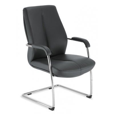 DIRECTION - Visiteurs - SENATOR fauteuil luge, cuir pleine fleur noir, structure chromée