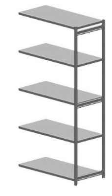 RAYONNAGES POLYVALENTS - Charges légères - Rayonnage polyvalent suivant H.252xL.104cm, 7 tablettes, échelles ouvertes anthracite et tablettes gris clair