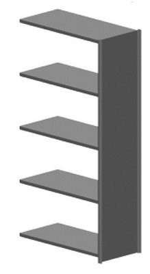 RAYONNAGES POLYVALENTS - Charges légères - SIGMA échelles fermées élément suivant 5 tablettes H.200xL.125xP.38,8cm,échelles coloris anthracite et tablettes coloris gris clair