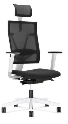 OPERATIVE - Dossier résille - E.T MESH fauteuil manager avec accotoirs synchrone décalé avec translation d'assise, tissu noir, dos résille noire, embase bl