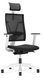 E.T MESH fauteuil manager avec accotoirs synchrone décalé avec translation d'assise, tissu noir, dos résille noire, embase bl