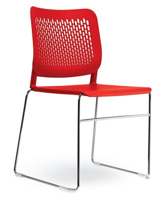 VISITEURS ET FONCTIONNELS - Luge - AGORA chaise traineau, polypropylène coloris rouge, structure fil chromé