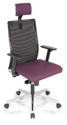OPERATIVE - Dossier résille - ZEN MESH MANAGER fauteuil manager avec accotoirs synchrone décalé avec translation d'assise, tissu violine, dos résille noire