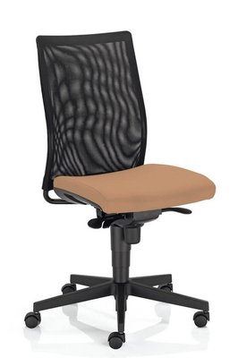 OPERATIVE - Dossier résille - ZEN MESH siège opérative synchrone décalé avec translation d'assise, tissu beige, dos résille noire, structure nylon noir -