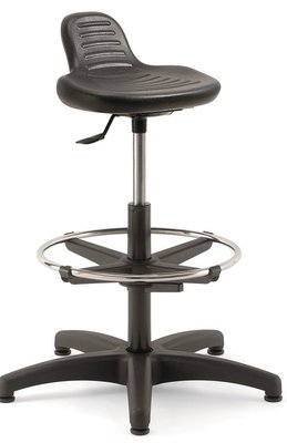 TECHNIQUES - Tabourets - Tabouret assis-debout polyuréthane haut avec repose-pieds, structure nylon noir