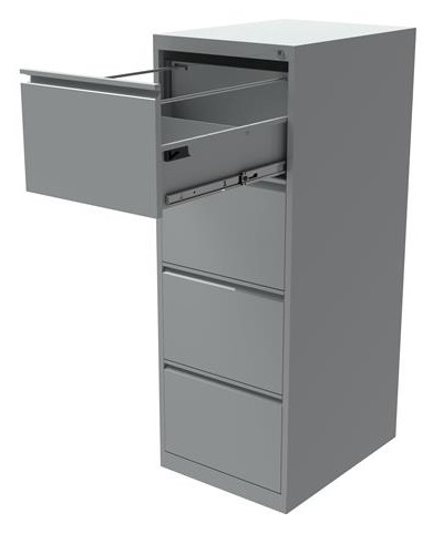 Classeur monobloc métal, 4 tiroirs, L47xP62xH131cm - aluminium