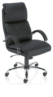 DIRECTION - Fauteuils - MERCURE Fauteuil Manager basculant centré, CROUTE DE CUIR coloris noir SPA