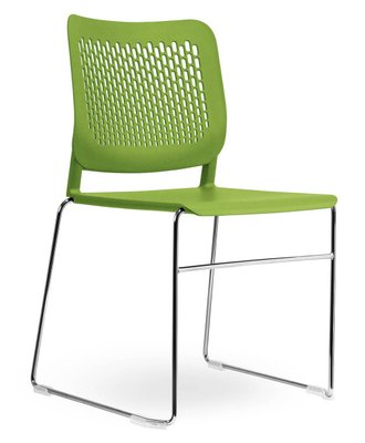 VISITEURS ET FONCTIONNELS - Luge - AGORA chaise traineau, polypropylène vert, structure fil chromé - sur délai